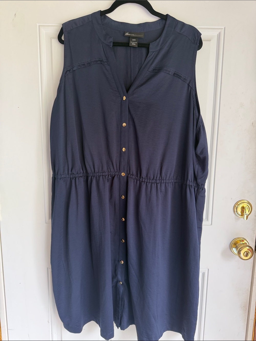 Lane Bryant Navy Button-Front Sleeveless Dress